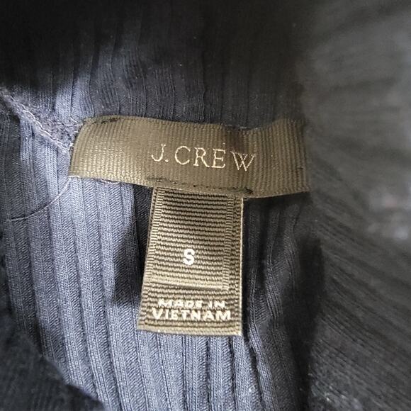 J Crew Navy/White Ribbed Long Sleeve Ruffle Neck/Sleeve Turtleneck Size Small - Picture 5 of 5